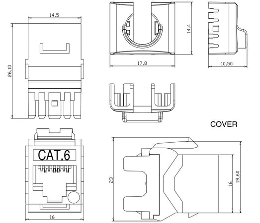 Kit 24 Frutti Cat.6 UTP 180&deg Keystone con Pinza Crimpatrice