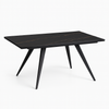 Tavolo Arcturus con gambe in ferro e piano in ceramica, design moderno, 160/240 x 110 x h 75 cm