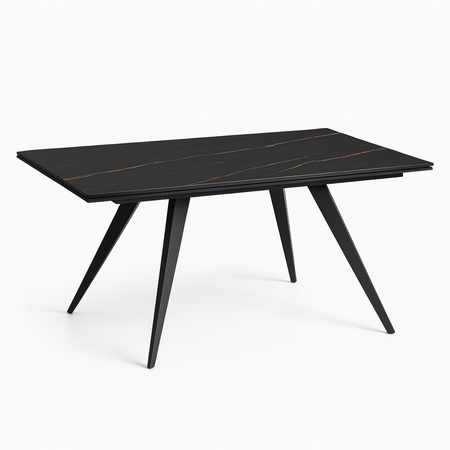 Tavolo "Arcturus" con gambe in ferro e piano in ceramica, design moderno, 160/240 x 110 x h 75 cm
