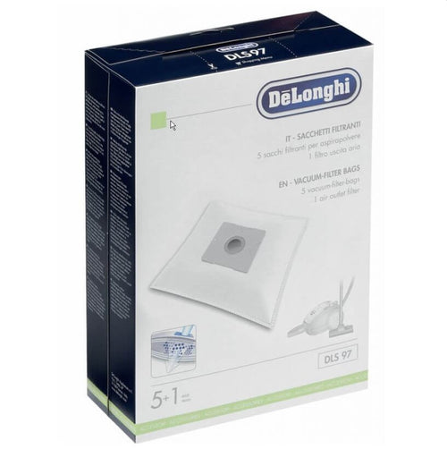 5 sacchetti microfibra + filtro uscita aria Originale De Longhi 5519110391