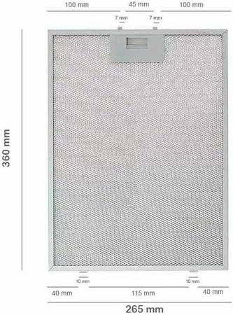 Filtro cappa aspirante Bosch Siemens 360x265mm 00703451 703451