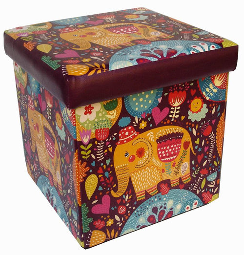 Biscottini Pouf contenitore richiudibile in ecopelle elefante Praticissimo 32x32x32