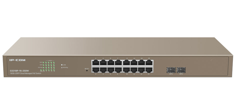 Switch PoE Cloud Managed 16GE+2SFP, G3318P-16-250W