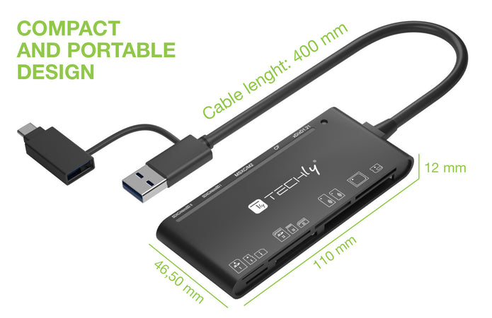 Lettore di Memorie SD 7 in 1 USB 3.0 tipo A e USB-C&trade