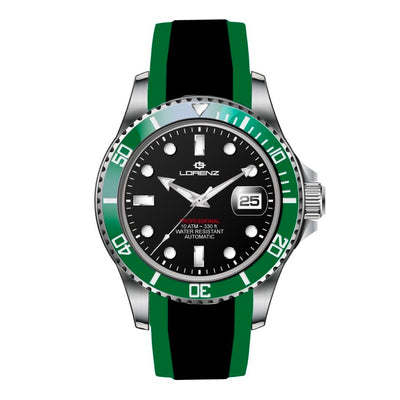 Orologio Lorenz Submarine Automatico gomma verde - 43 mm