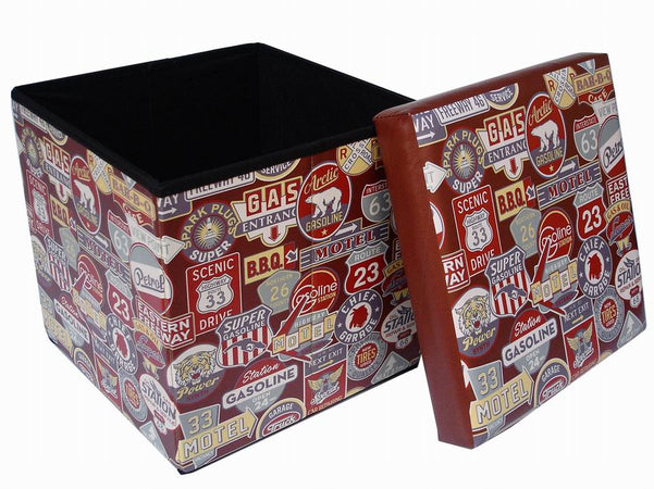 Biscottini Pouf Contenitore Salvaspazio Biscottini Pieghevole Ecopelle 32x32x32 Arredo Casa