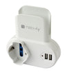 Adattatore Presa bipasso/Schuko 2 USB 1A con porta telefono