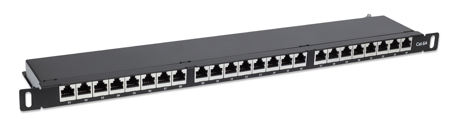 Pannello Patch 24 Posti 19'' 0.5U Cat6a Schermato Nero