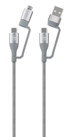 Cavo USB di Ricarica 4-in-1 USB-A, Micro-USB e due USB-C&trade 1m