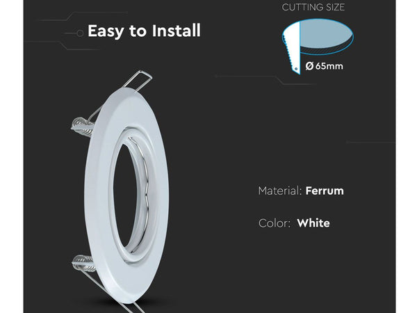 2 PZ Porta Faretti Led GU10 MR16 Rotondo Orientabile Con Molla Colore Bianco SKU-8938