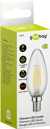 Lampadina LED Candela E14 Bianco Caldo 6W Filamento Classe C