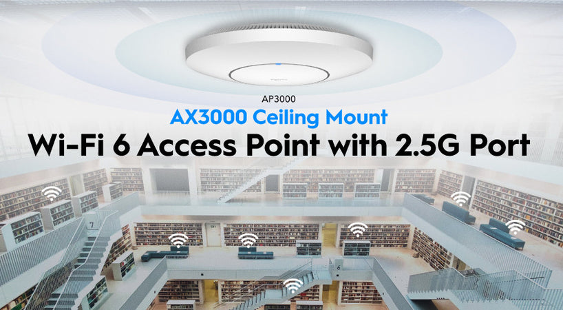 Punto di Accesso Wireless Gigabit PoE WiFi 6 AX3000 Porta 2.5G Montaggio a Soffitto, AP3000_P