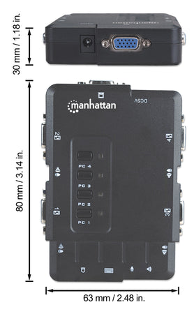 KVM Switch 4 porte USB/Audio Nero