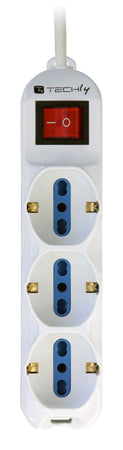 Multipresa 6 Posti Italiana Bipasso / 3 Schuko con Interruttore