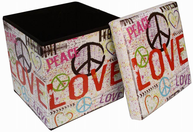 Biscottini Pouf contenitore richiudibile in ecopelle pace Praticissimo 32x32x32 realizzato