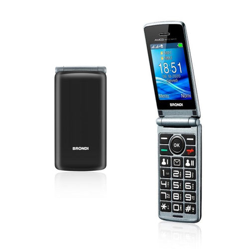 BRONDI AMICO SINCERO (NERO) - TELEFONO CELLULARE PER ANZIANI - TASTO SOS - TORCIA - CONTROLLO REMOTO - ANNUNCIO VOCALE - FOTOCAMERA