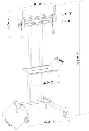 Supporto Mobile da Pavimento per TV LED/LCD 32-70'' con Mensola