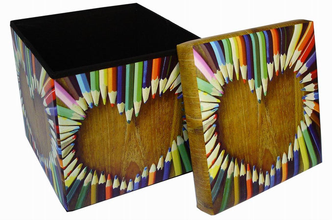 Biscottini Biscottini Pouf Contenitore Pieghevole 32x32x32 Ecopelle Cuore Multiuso Casa