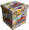 Biscottini Pouf contenitore richiudibile in ecopelle macchina Praticissimo 32x32x32