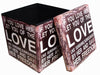 Biscottini Pouf contenitore richiudibile in ecopelle parole Praticissimo 32x32x32