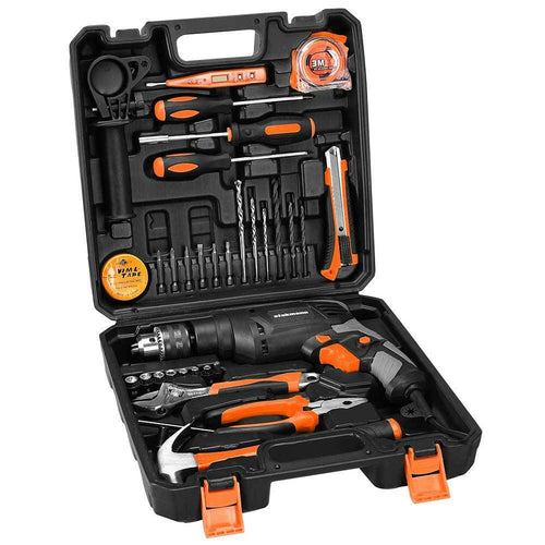Valigetta Attrezzi 35pz Fai da Te con Trapano Elettrico a Percussione 710W 0-3000rpm
