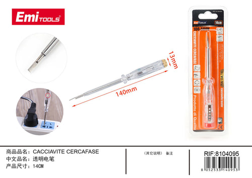 Cacciavite Cercafase Reversibile 14cm Fascia Misurazione 100V a 500V con Indicatore LED Portata da mano Fai da Te