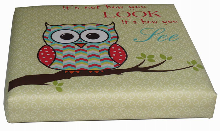 Biscottini Pouf Contenitore Biscottini Gufo Richiudibile Ecopelle Sgabello 32x32x32