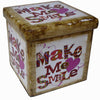 Biscottini Pouf contenitore richiudibile in ecopelle smile Praticissimo 32x32x32