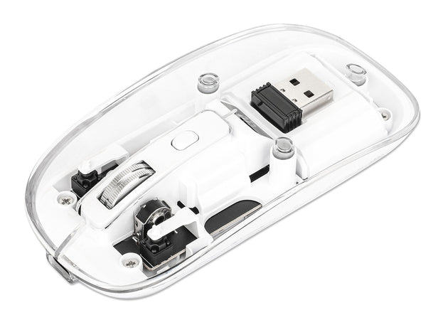 Mouse Ottico Wireless 800-1600 dpi con Micro Ricevitore USB Bianco Trasparente