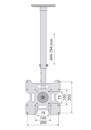 Staffa telescopica per installazione TV LED/LCD a soffitto