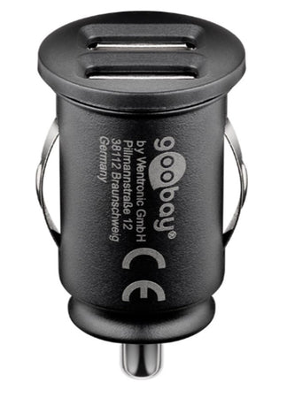 Caricatore Compatto da Auto 2 porte USB max.12W/2.4A Nero