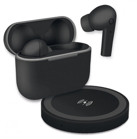Cuffie Auricolari TWS Jive con Custodia di Ricarica USB-C&trade e Pad Caricatore a Induzione Nero