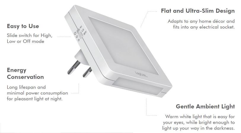 Luce Notturna LED Quadrata con Sensore Crepuscolare Bianco Caldo