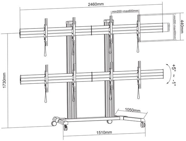 Supporto a Pavimento per 4 TV LCD/LED 32-55'' per Video Wall