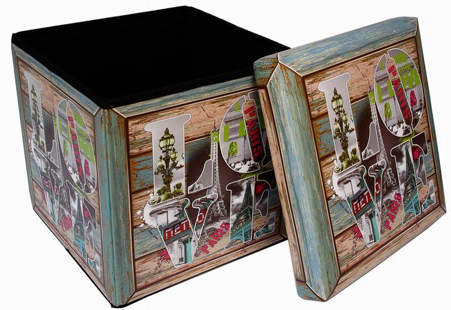 Biscottini Pouf contenitore richiudibile Biscottini Ecopelle Praticissimo 32x32x32 Arredo