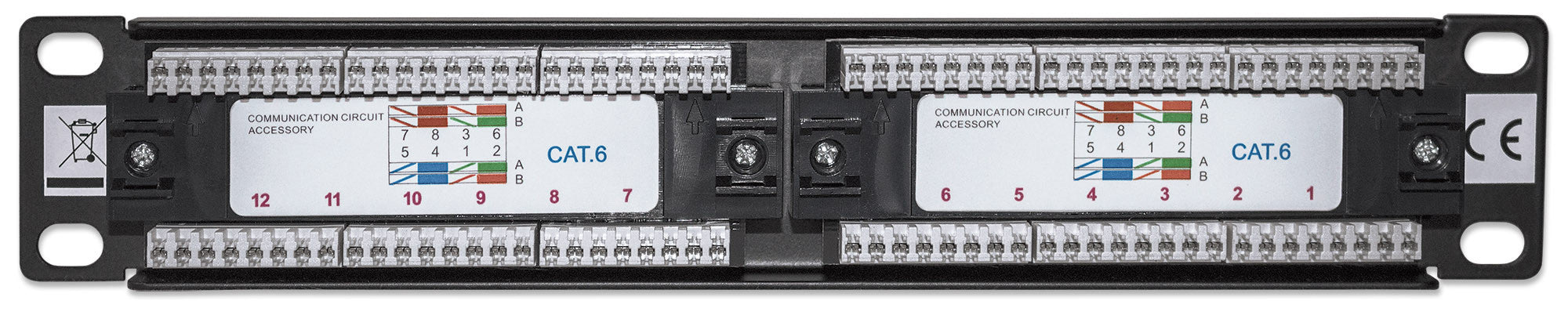 Pannello Patch per Rack 10'' 12 Porte UTP Cat.6 1HE