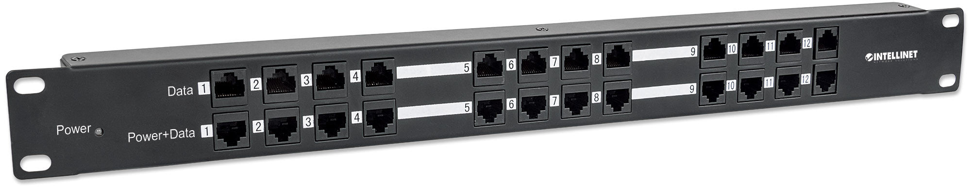 Pannello Patch 12 Porte PoE Passivo con Alimentatore