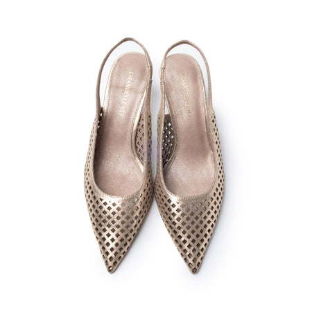 Emanuelle Vee slingback Divina laserato laminato gold 218 12
