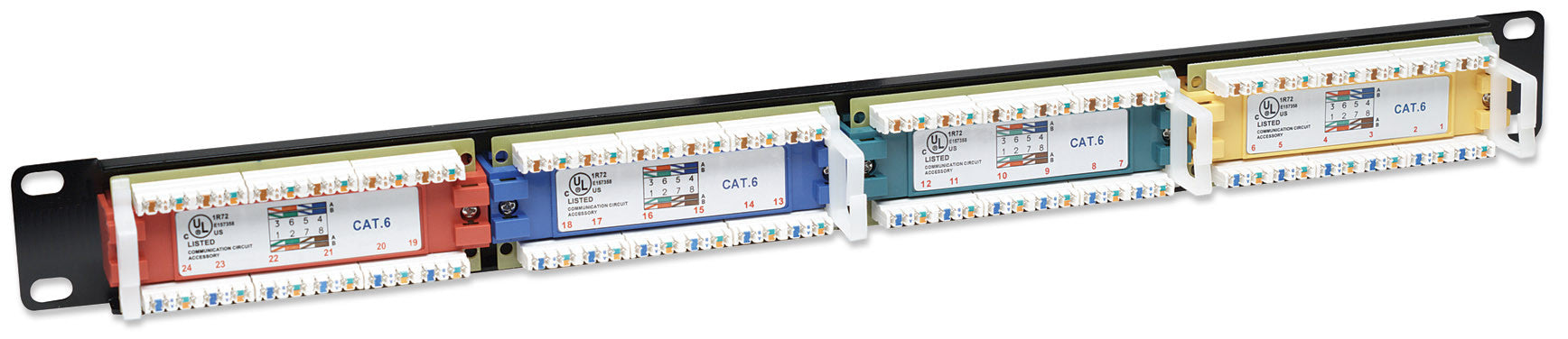 Pannello Patch UTP 24 porte Cat.6 Codifica Colorata