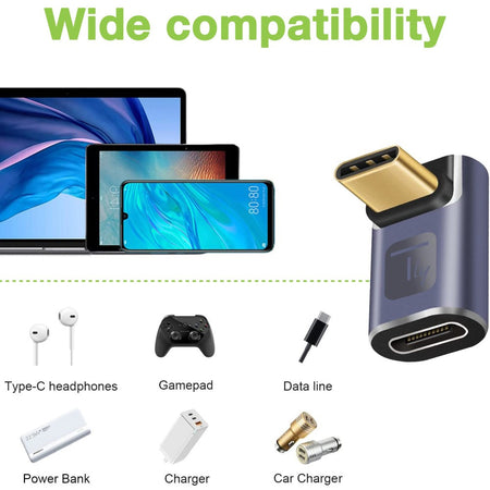 Adattatore USB-C&trade Maschio/Femmina Angolato 90&deg 40Gbps 4K e 8K