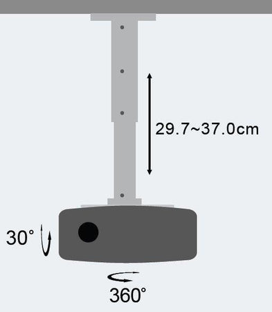 Supporto a Soffitto per Proiettori Estensione 30-37 cm Silver