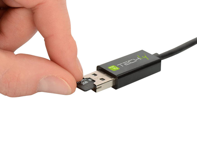 Cavo USB OTG Micro B / USB A con Lettore Micro SD/SDHC 26cm Nero