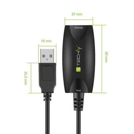 Cavo Prolunga Attivo USB3.0 SuperSpeed 5Gbps 5m Nero