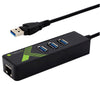 Adattatore Convertitore USB3.0 Ethernet Gigabit con Hub 3 porte