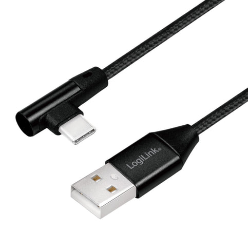 Cavo HighSpeed USB-C&trade Maschio Angolato/USB-A Maschio Dritto 1m Nero