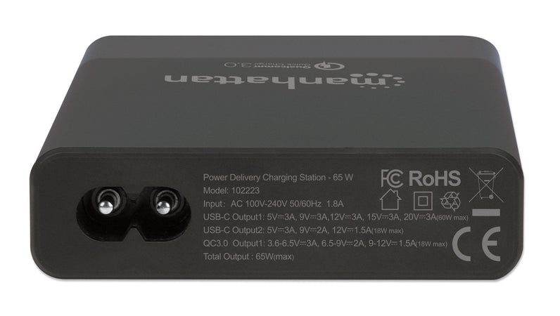 Stazione di ricarica USB-C&trade PD 65W Nero