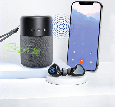 Altoparlante BT v5.1 con Auricolari Wireless e Custodia di Ricarica 2 in 1