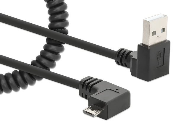 Cavo di Ricarica USB-A a Micro-USB 1m Spiralato Nero