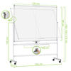 Lavagna Magnetica Bifacciale 90x120 cm con Ruote e Mensola per Pennarelli con Ganci Portablocco