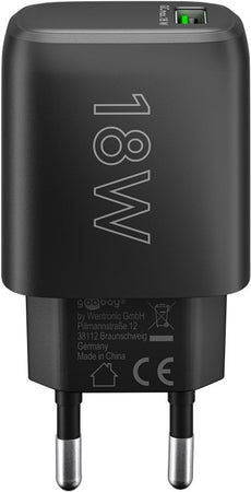 Caricabatterie Ricarica Rapida USB QC 3.0 (18 W) Nero